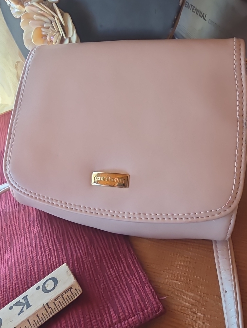 Liz Dusty Rose Crossbody Bag with Gold Accent Good Unused Condition